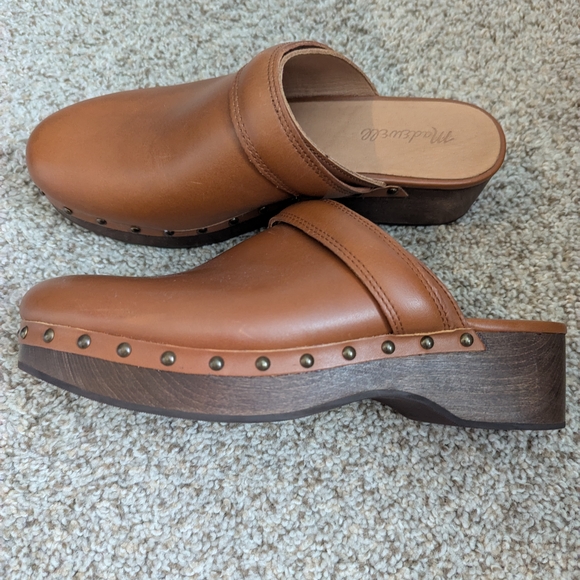 Madewell Shoes - Madewell Tan Leather Mules with Studded Detail